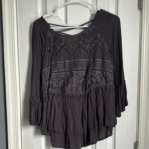 Knox Rose Black Bell Sleeve Asymmetrical Tunic